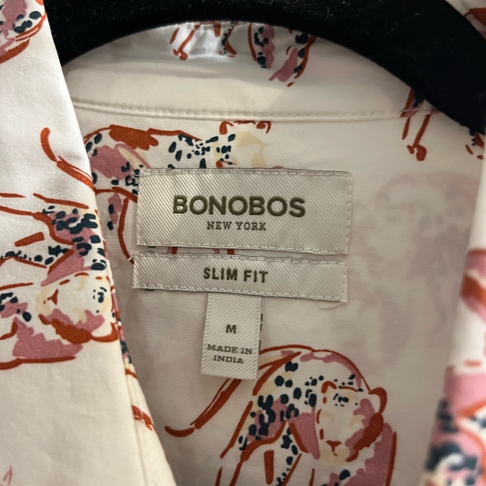 Bonobos White Short-Sleeve Button-Up with Red Animal Print - Picture 2 of 3